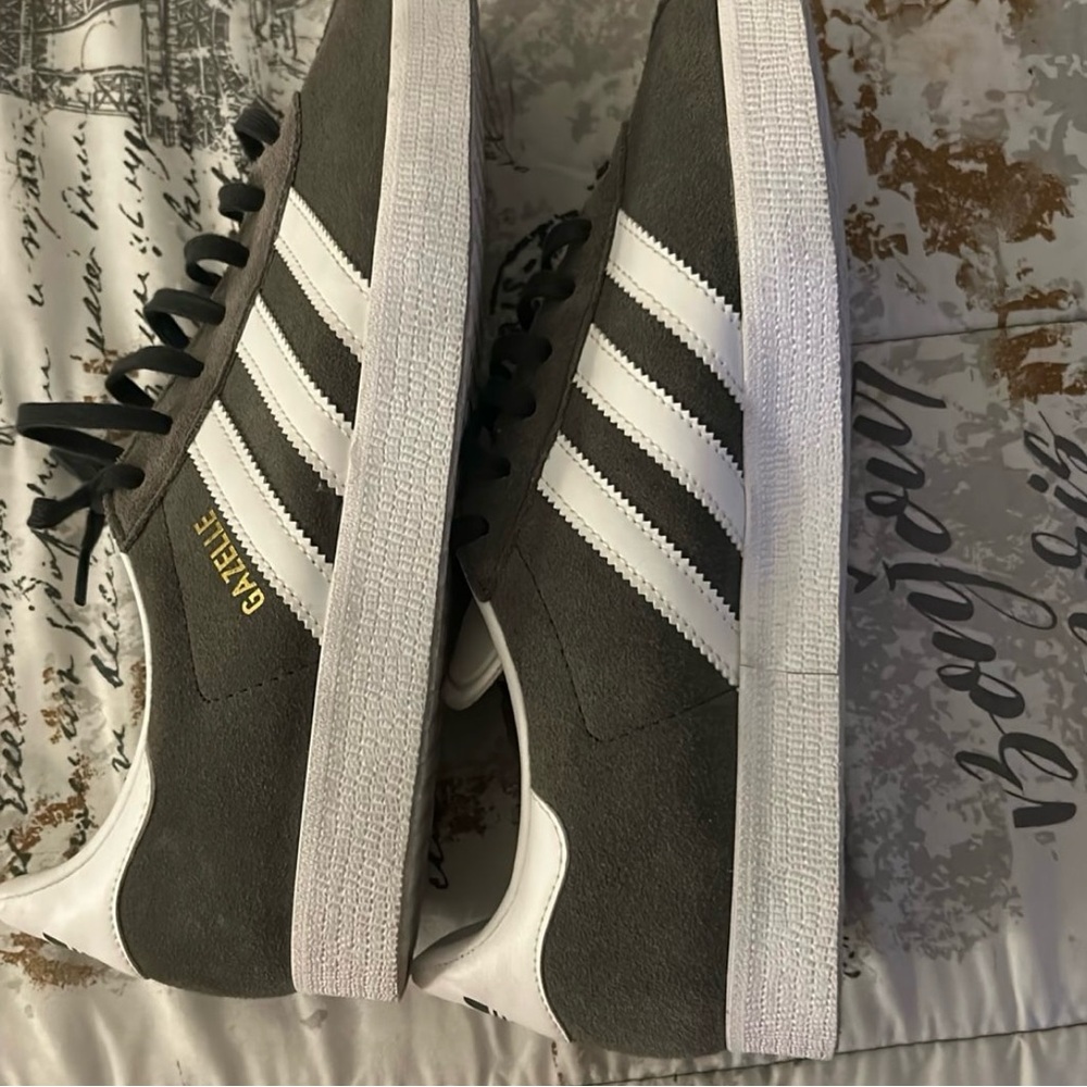 Adidas Gazelle Dark Gray and White Sneakers